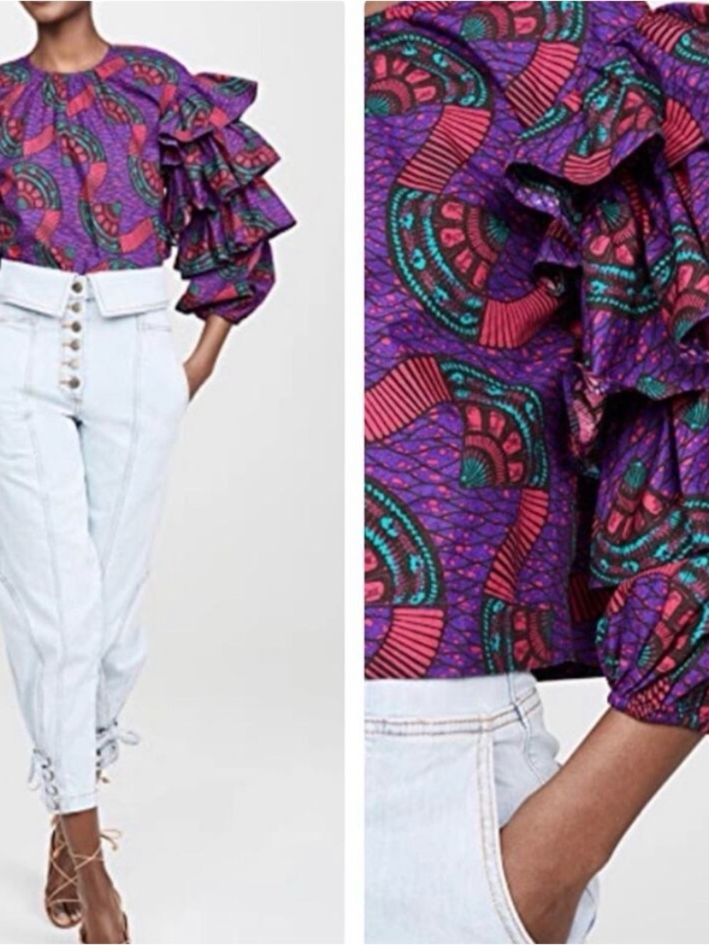 Ulla Johnson Tulia Printed Cotton Top In Purple